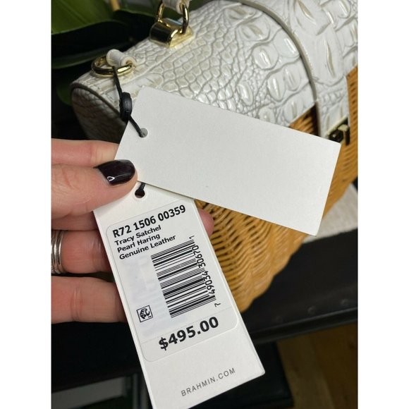 (Sold) BRAHMIN Tracy Satchel Pearl Herring Wicker - Picture 8 of 12